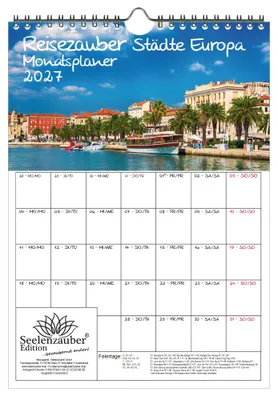 Produktbild von Städtezauber Europa Planer DIN A4 Kalender für 2027 Städte - Seelenzauber