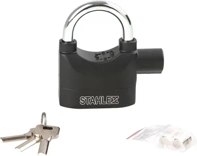 Produktbild von Stahlex 011690 VORHÄNGESCHLOSS ALARM 65MM Superlock Fahrrad Schloss