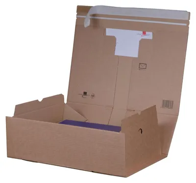 Produktbild von 20x Versandkarton 305x210x110mm PACKBOX mit Selbstklebeverschluss & Aufreißfaden braun für A4