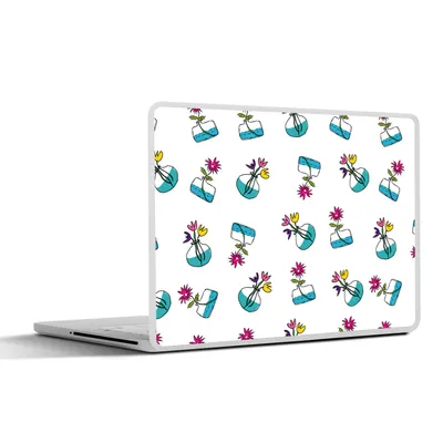 Produktbild von MuchoWow® Laptop Aufkleber Sticker Cover Blumen - Muster - Frühling 31x22.5 cm - Laptop-Deko