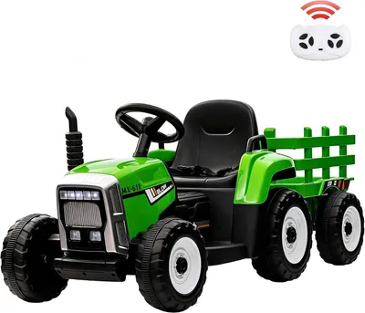 Zdjęcie produktu dla Elektryczny ciągnik 12V Kids z zdalnym sterowaniem, odłączana przyczepa