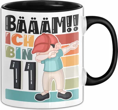 Produktbild von 11. Geburtstag Geschenk Tasse Becher Jungen Geburtstagsgeschenk Sohn Bäääm Ich Bin 11 (Schwarz)