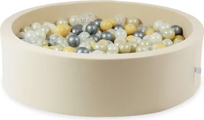 Produktbild von Trockenpool 130x40 beige mit 700 Bällen: transparent, opaleszierend, hellgold, silber, beige