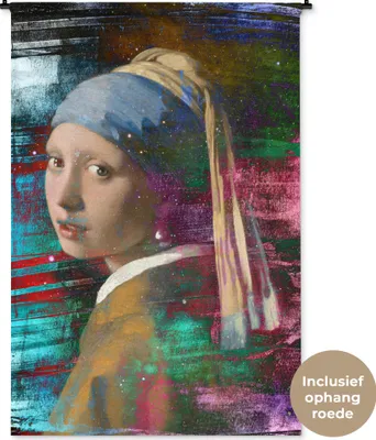 Produktbild von MuchoWow® Wandteppich Wandbehang Das Mädchen mit dem Perlenohrring - Johannes Vermeer - Farben 120x180 cm Tapisserie Dekoration Wandtuch - Schlafzimmer - Dekorationen für das Haus
