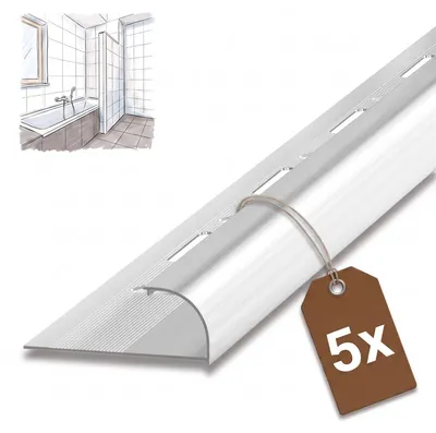 Produktbild von Dalsys 5x Fliesenschiene Viertelkreisprofil 2,5m x 10mm Silber matt Alu