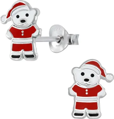 Produktbild von Kinder Ohrstecker Silber: Weihnachtsohrringe "Weihnachtsbär"