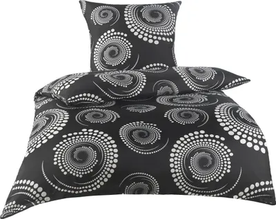 Produktbild von Optidream Mikrofaser Bettwäsche 135 x 200 cm Bettbezug Kopfkissenbezug 80 x 80 cm Helix schwarz weiss