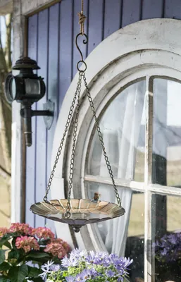 Image de Mangeoire pour oiseaux 'antique', jardin, terrasse, balcon, aspect rouille, à suspendre, accroche-regard