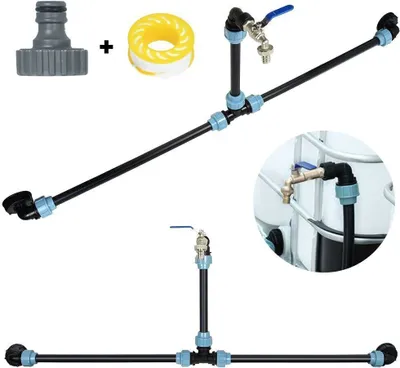Produktbild von OKWISH IBC Verbindungssets, IBC Adapter Verbindungsset für 2 IBC Tanks Nebeneinander/Regentanks inkl. 3/4" Schwananhals Garten Wasserhahn Auslass Schlauchverschraubung Regentonnenschlauch