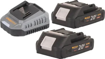 Produktbild von Procraft Starter Pack C20/2 Ladegerät 20 V 2 A + 2x 20/2A Akku 2,0 Ah