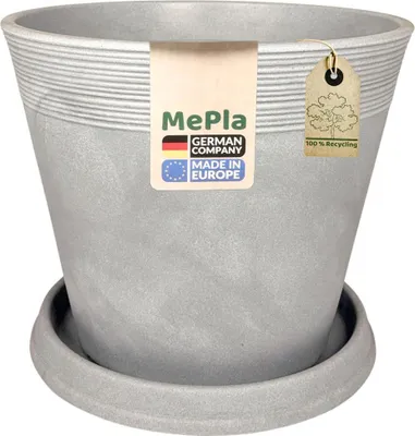 Produktbild von MePla - Set - Pflanzkübel Locarno ø48 + Untersetzer Roma ø43 - grau