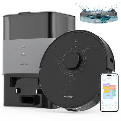 Image de AIRROBO L40+ Robot aspirateur et balayeur avec station d'aspiration, auto-vidangeable, capacité de 60 jours, cartographie à domicile, WLAN/App/Alexa/télécommande