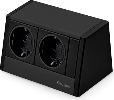 Produktbild von EVOline® R-Dock Aluminium SCHWARZ mit 2 x VDE Steckdosen / Steckdoseneinheit / Steckdosen