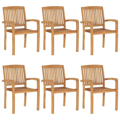 Immagine prodotto di vidaXL Sedie da giardino impilabili con cuscini 6 pz. Legno massiccio di teak