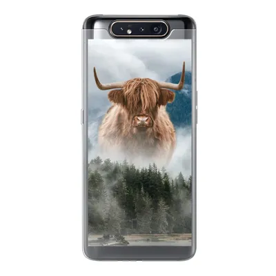 Produktbild von MuchoWow® Handyhülle Schutzhülle Hülle für Samsung Galaxy A80 Schottische Highlander - Kühe - Nebel Silikon Softcase Handy Hülle - Schutzdeckel