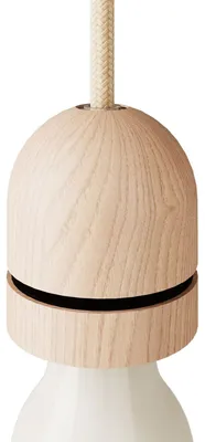Immagine prodotto di Creative-Cables Kit portalampada E27 filettato semisferico in Legno con serracavo Nascosto e coprighiera per Paralume - Neutro