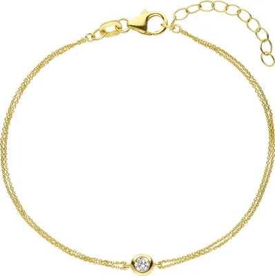 Produktbild von JOBO Armband 925 Sterling Silber gold vergoldet 1 Zirkonia 19 cm