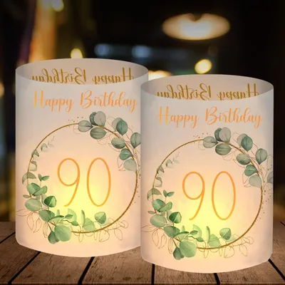 Productafbeelding van 12 Windlichten voor Tafelversiering 90e Verjaardag