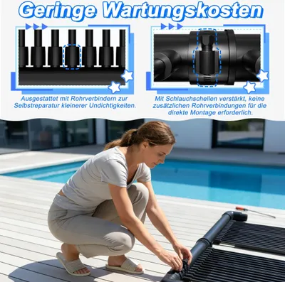 Produktbild von FIVMEN Solarkollektor Poolheizung 300x70 cm,Solarheizung Poolheizung Warmwasser Heizung,UV-beständiger Kunststoff,Solarmatte Heizmatte für Pools Schwimmbad