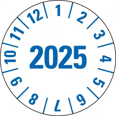 Produktbild von Dreifke® Prüfplakette 2025, weiß, Folie, m.Spezialkl., Oberflächenschutz, Ø 3...