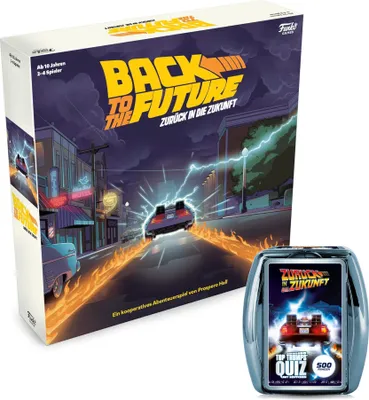 Produktbild von Zurück in die Zukunft 2er Spiele Bundle Brettspiel Quiz Marty McFly DeLorean