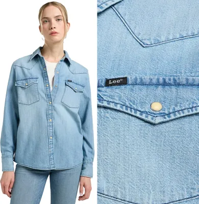 Produktbild von LEE Damen, Hemd WESTERN SHIRT, S, Blau, herrenhemden, , herren