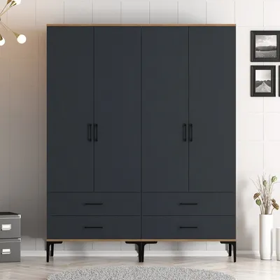 Produktbild von Skye Decor, Kumsal TT - Walnut, Anthracite, Kleiderstangen, Nussbaum, 160 x 47,5 x 201,4 cm