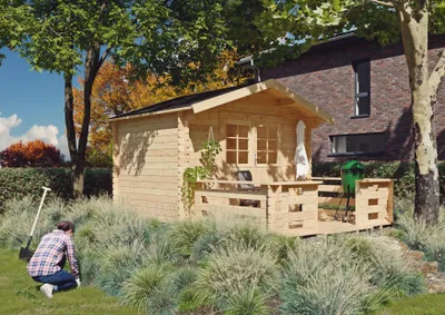 Produktbild von Gartenhaus Vernon I 3,00x2,30 m - inklusive Terrasse und langlebigem EPDM-Dach