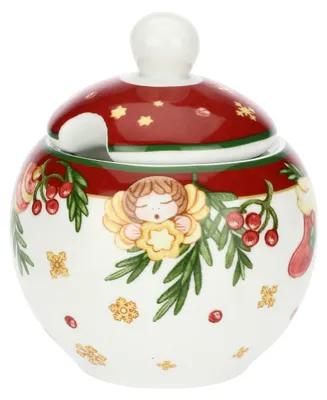 Image de Sucrier avec cuillère en porcelaine, Ø 10,5 cm, hauteur 10 cm, cuillère à café 13 cm