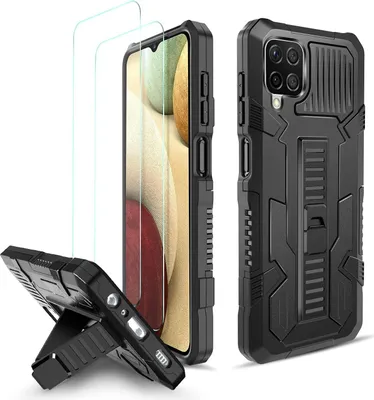 Image de 2 coques en verre pour Samsung Galaxy A12 2020, noir