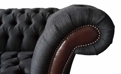 Produktbild von Chesterfield 3 Sitzer Sofa Couch Leder Polster Sitz Stoff Schwarz Neu
