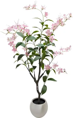 Produktbild von Künstlicher Jasminbaum 120 cm mit weißem Topf - Realistische Kunstpflanze mit Seidenblüten für Wohnzimmer & Büro