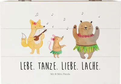 Produktbild von Mr. & Mrs. Panda Geschenkbox Waldtiere Aloha 22 x 15 cm - Weiß - Geschenk, truhe holz, Box, Musik, schatztruhe, Leben, Kiste mit Deckel, Lachen, Lustige Sprüche, Igel