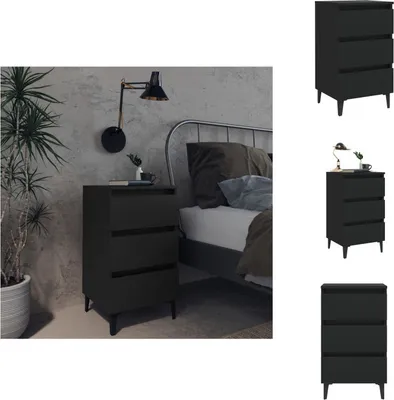 Image de vidaXL Table de nuit avec pieds en métal noir 40x35x69 cm - Tables de nuit