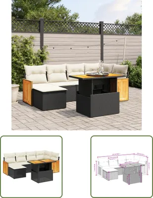 Produktbild von The Living Store 7-tlg. Garten-Sofagarnitur mit Kissen Schwarz Poly Rattan