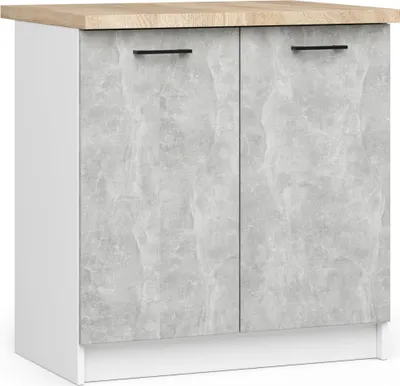 Produktbild von Akord Küchenschrank Oliwia 2-Türig Mit Arbeitsplatte Weiß/Betonoptik 80X46X85 Cm