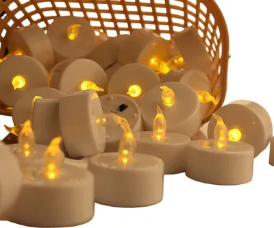 Obrázek produktu pro INF LED svíčky s knoflíkovými bateriemi, 12 ks - teplé bílé blikající bezplamenné svíčky s dálkovým ovládáním