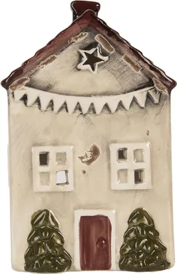 Image de Clayre & Eef Bougeoir Maison 10x8x15 cm Beige Céramique
