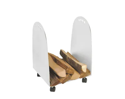 Produktbild von Holzkorb- Kaminholzkorb mit Rollen- weiß beschichtet