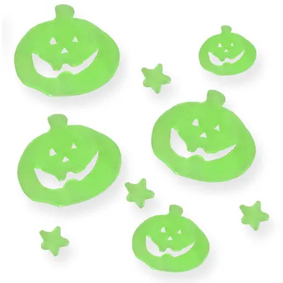Halloween Gel-Sticker 9er Set – Glow-in-the-Dark, Kürbis & Sterne