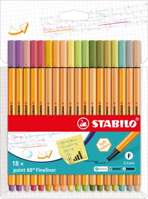 Produktbild von STABILO Fineliner point 88 18er Kartonetui neue Farben