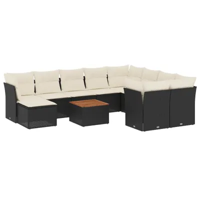 Produktbild von "2026 MODERNE" 11-tlg. Garten-Sofagarnitur/Garten-Essgruppe - Lounge-Set - Balkonmöbel Set - mit Kissen Schwarz Poly Rattan - Gartenmöbelset CC3263831