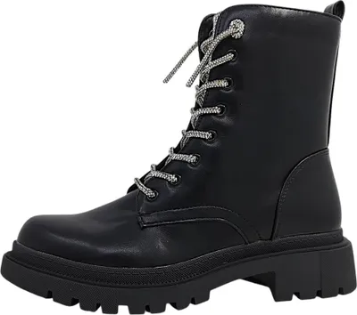 Image de La Strada - Bottines à lacets pour femmes, couleur noire, style décontracté