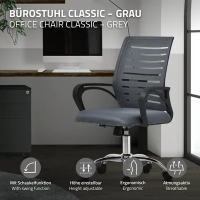 Obrázok produktu pre Ergonomická kancelárska stolička ML-Design, sivá, 360° otočná stolička s kolieskami