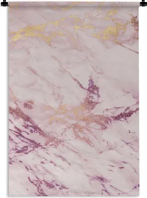 Produktbild von MuchoWow® Wandteppich Wandbehang Marmor - Lila - Rosa 60x90 cm Tapisserie Dekoration Wandtuch - Foto-Teppich - Abwaschbar