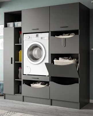Produktbild von Waschmaschinenschrank "Flexy" in grau Set 3-teilig 176 x 196 cm