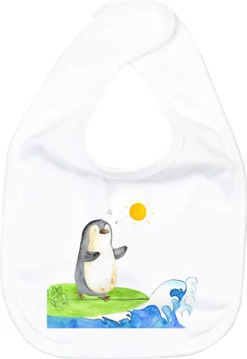 Produktbild von Mr. & Mrs. Panda Schlabberlatz Pinguin Surfer - Weiß - Geschenk, Portugal, Motiviert, Hawaii, Lätzchen, Für Babys, Spucklätzchen, Urlaub, Sabberlätzchen, Kinderlätzchen