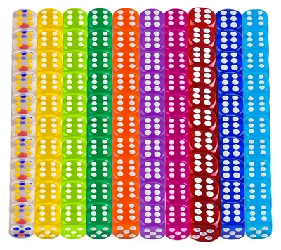 Productafbeelding van 100 stuks Dobbelstenen Set, Zeszijdige Kleurrijke Dobbelstenen voor Tafelspellen
