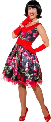 Rockabilly Kostüm Miss Flower für Damen Gr. 36- 46 Kleid 50er Jahre Fasching Karneval Mottoparty