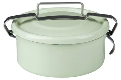 Emaillierter Kochtopf rund 14 cm Nilgrün 0,8 L mit Deckel